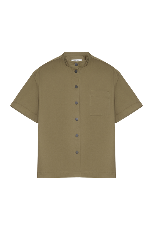 Khaki boxy shirt(unisex)