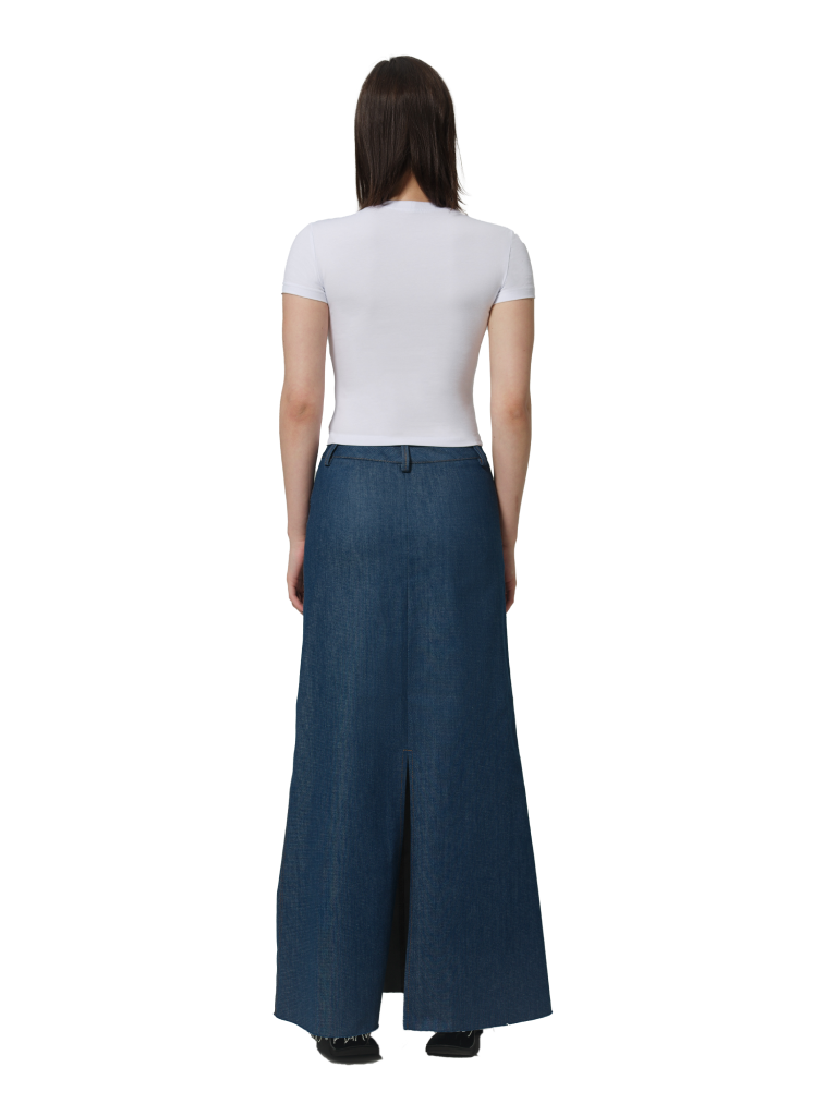 BLUE DENIM MAXI-SKIRT