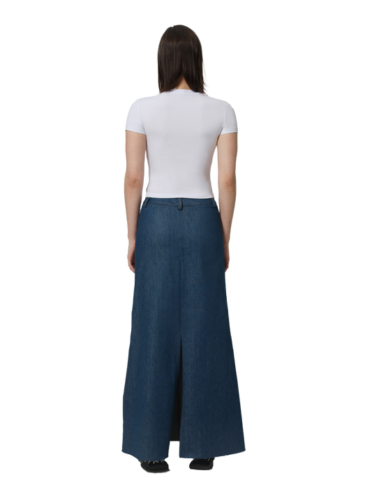 BLUE DENIM MAXI-SKIRT