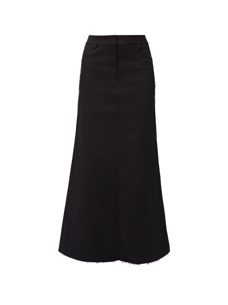 BLACK COTTON MAXI-SKIRT