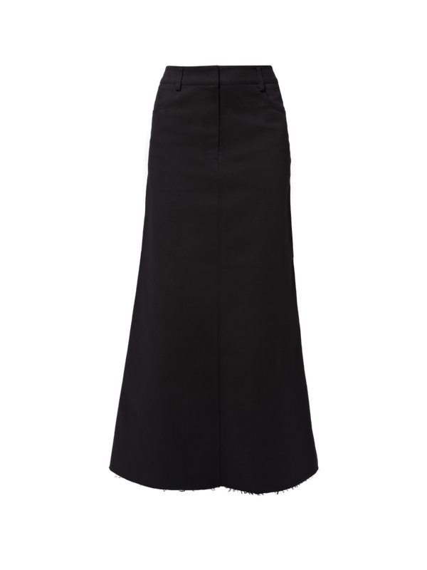 BLACK COTTON MAXI-SKIRT