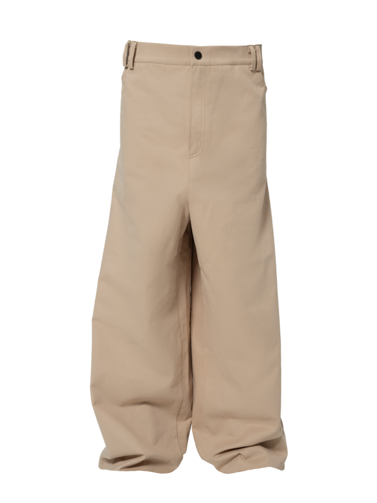 BEIGE WIDE COTTON PANTS