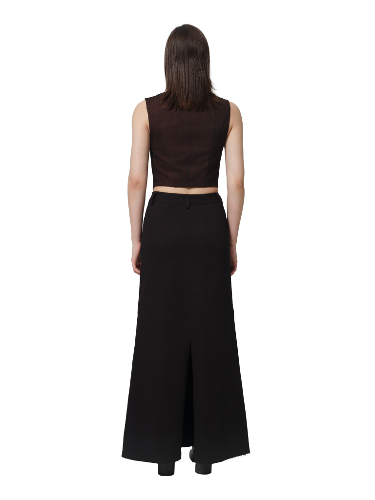 BLACK COTTON MAXI-SKIRT